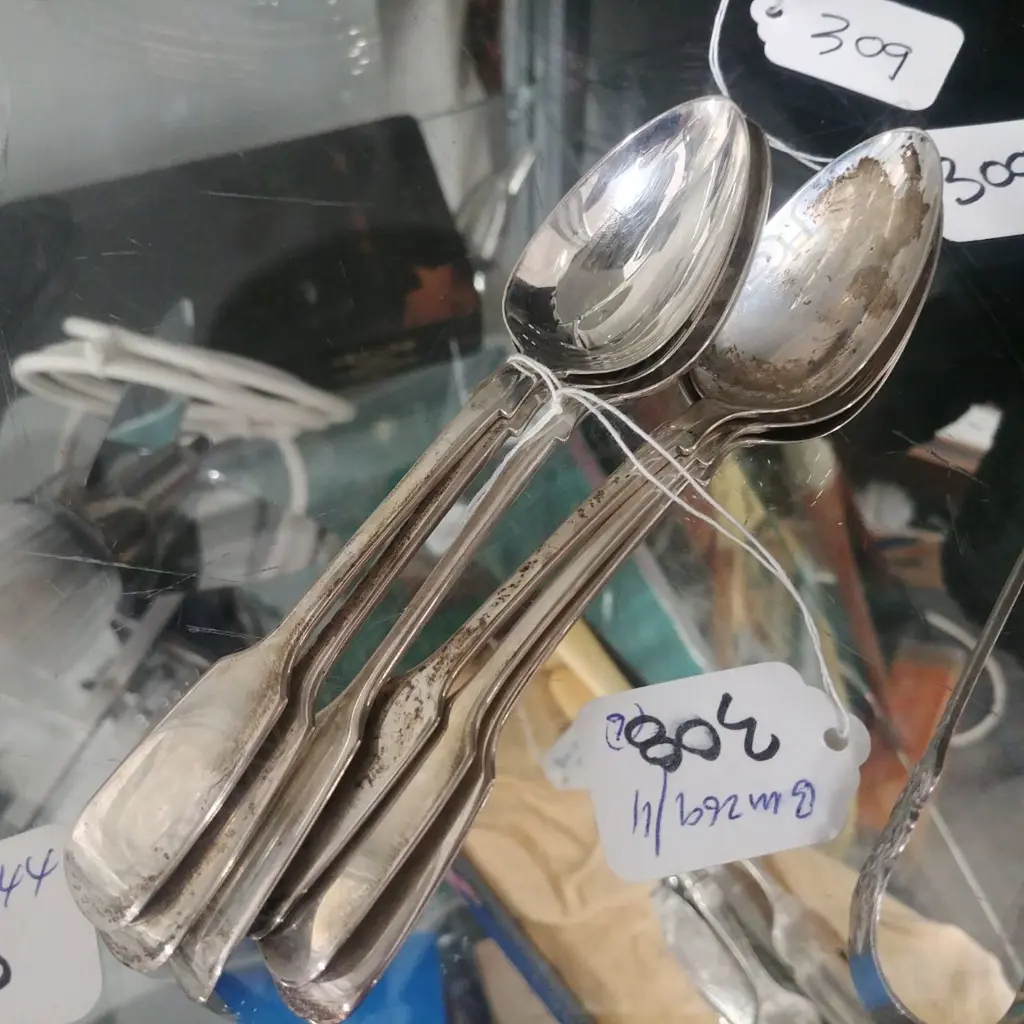 6 STG SILVER TEASPOONS Image 1++