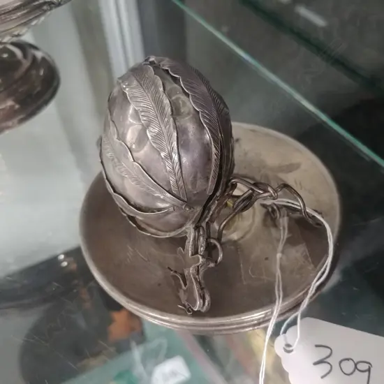 CHINESE SILVER  NUT & DISHES