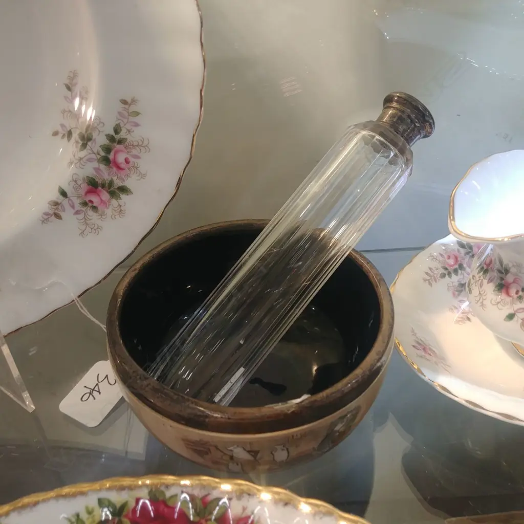 S/SIL RIM CHILDS NURSERY BOWL;EPNS HAT PIN CONTAINER Image 1++