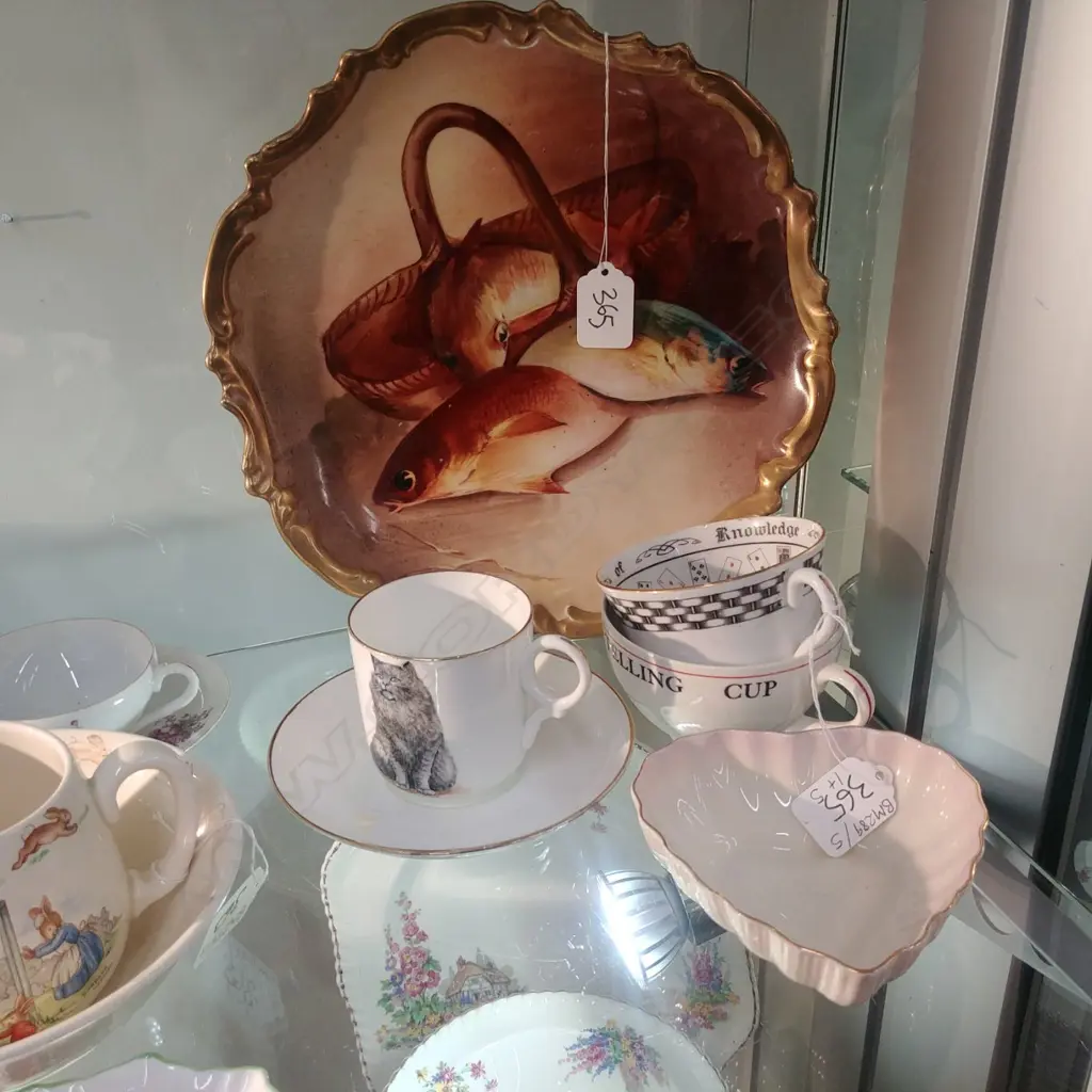 LIMOGES FISH PLATE;BELLEEK DISH;C.S. ANSLEY. Image 1++