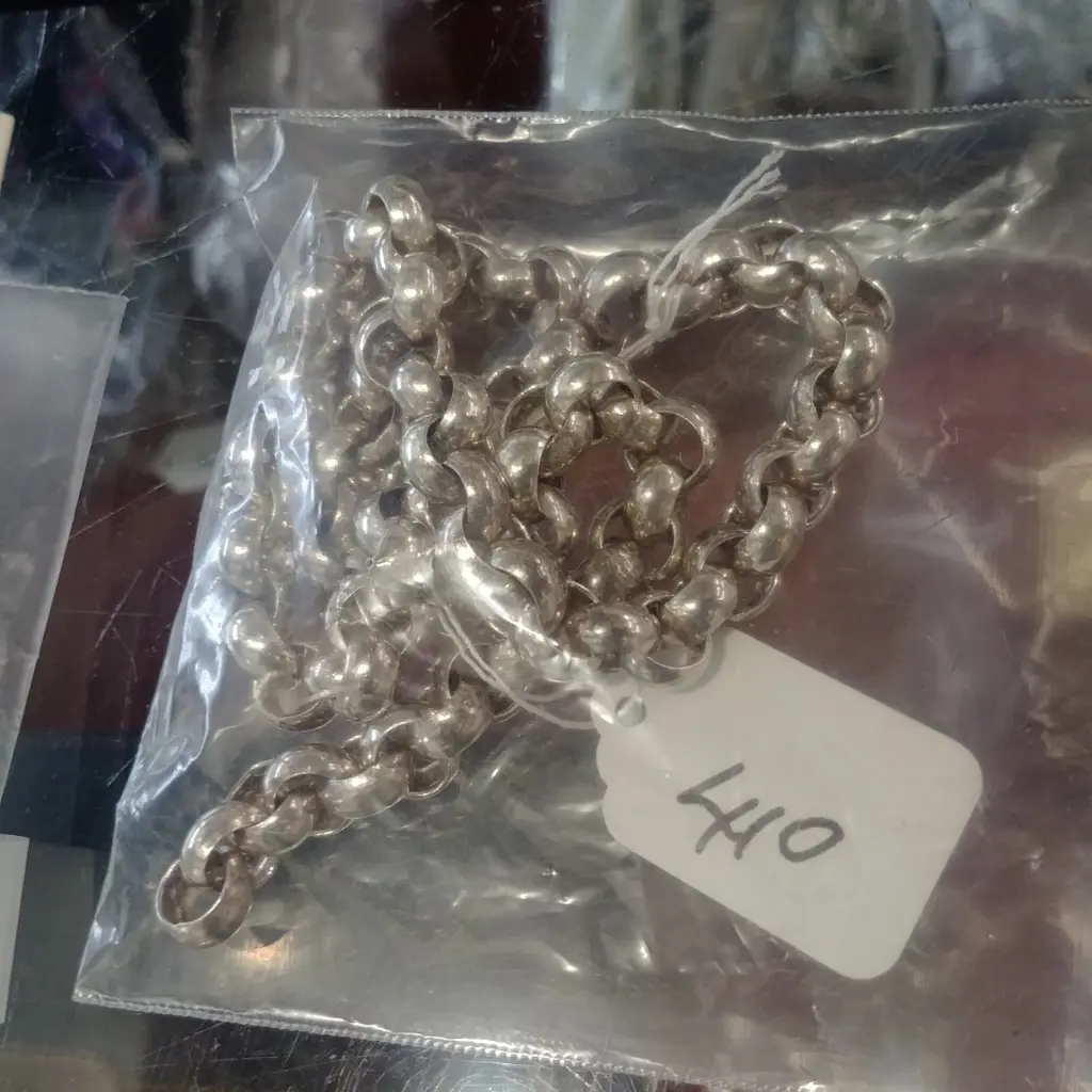 SILVER HEAVY BELCHER LINK CHAIN 73GMS Image 1++