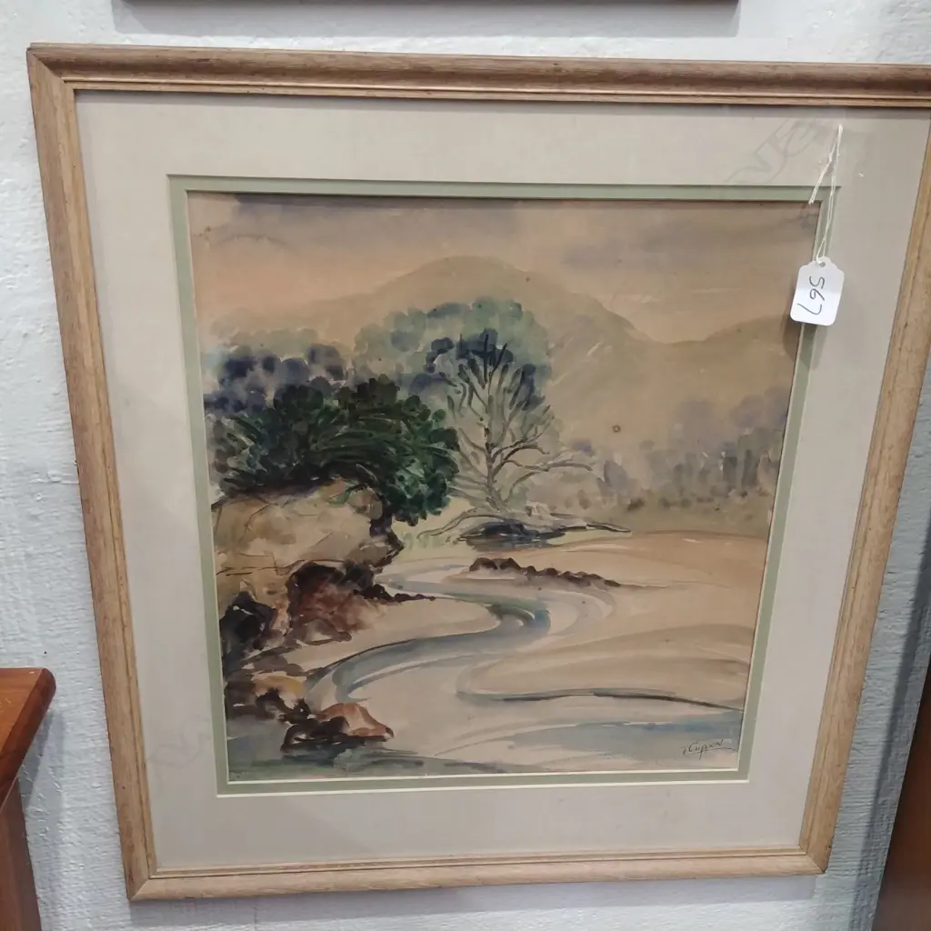 J CRIPPEN W/C RIVER SCENE Image 1++