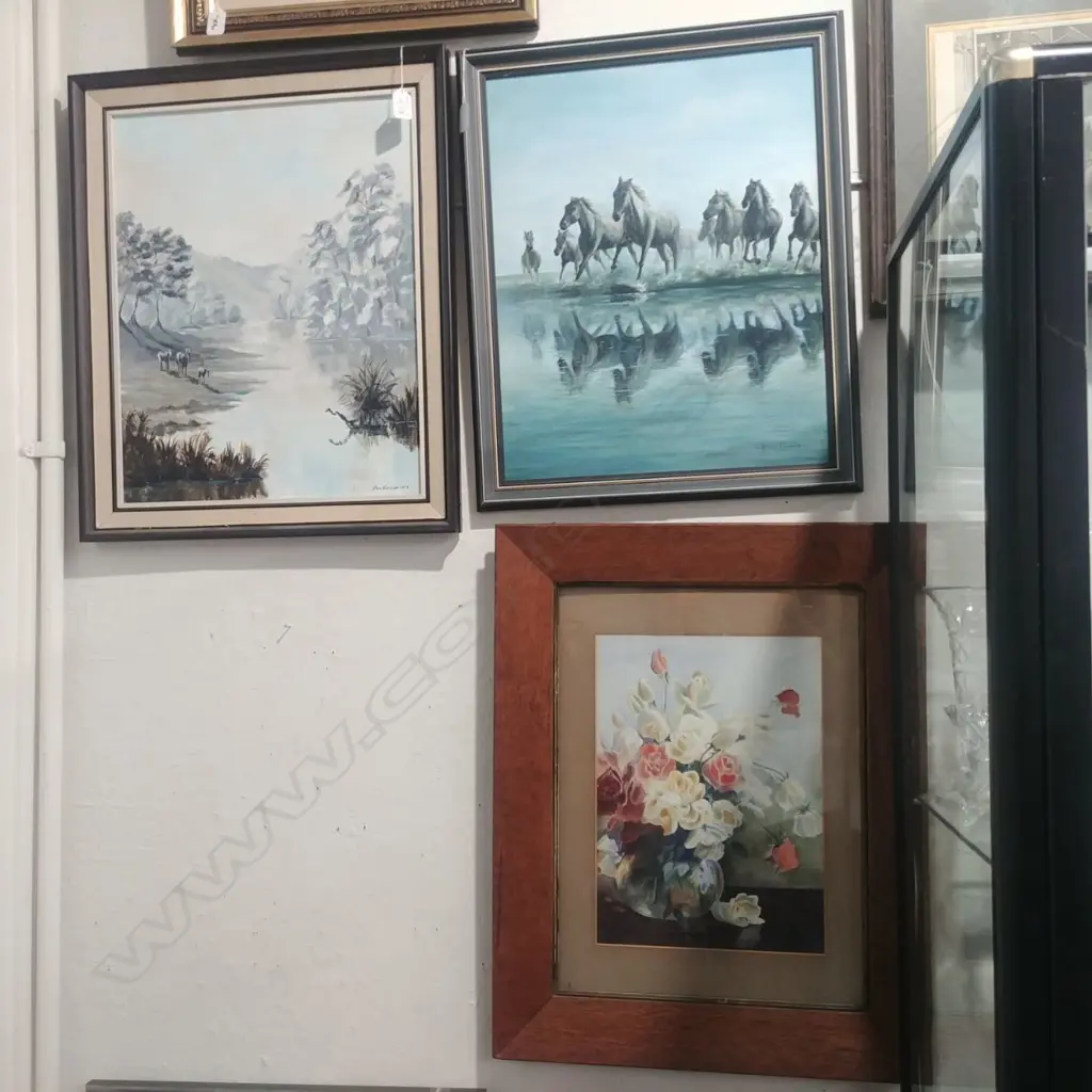 FLORAL STILL LIFE W/C, HORSES + LANDSCAPE OILS Image 1++