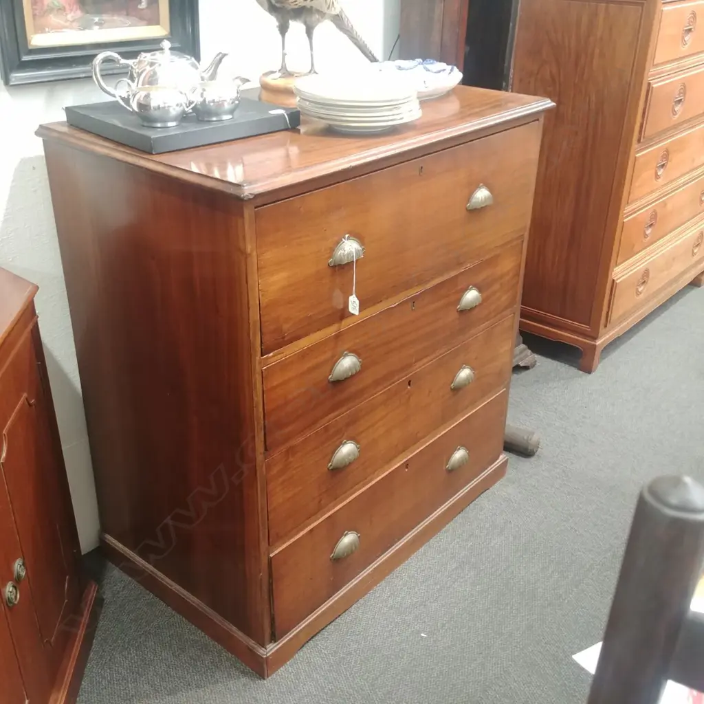VICT. MAHOGANY SECRETAIRE CHEST DRAWERS Image 1++