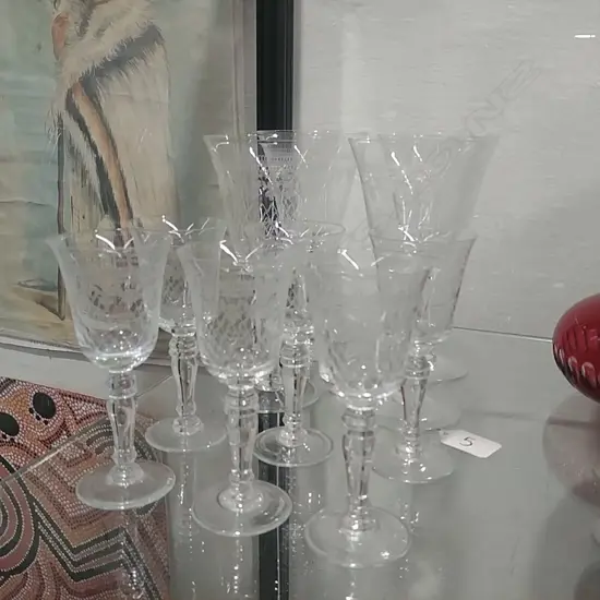 ETCHED WINE/SHERRY GLASSES 4 + 6