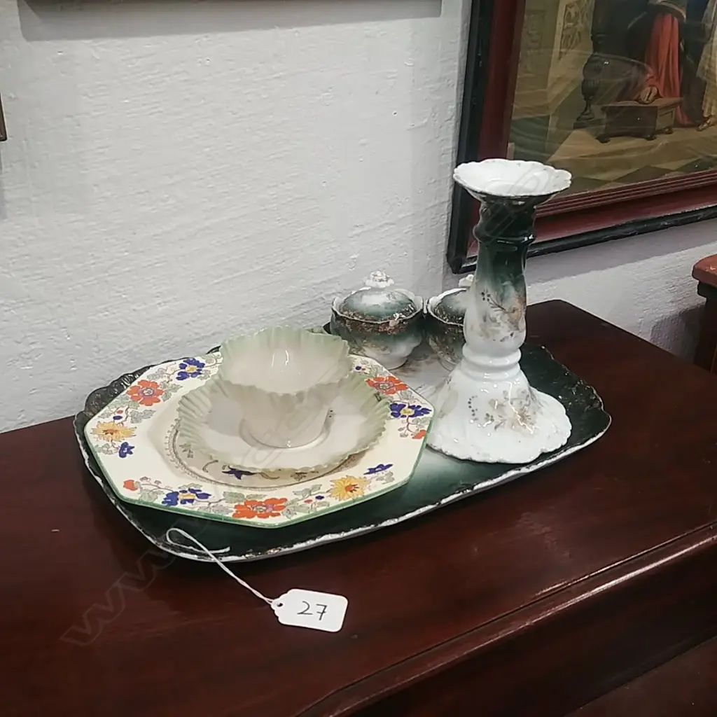 VIC. CERAMIC PIECES + MASONS PLATE + BELLEEK C/S Image 1++