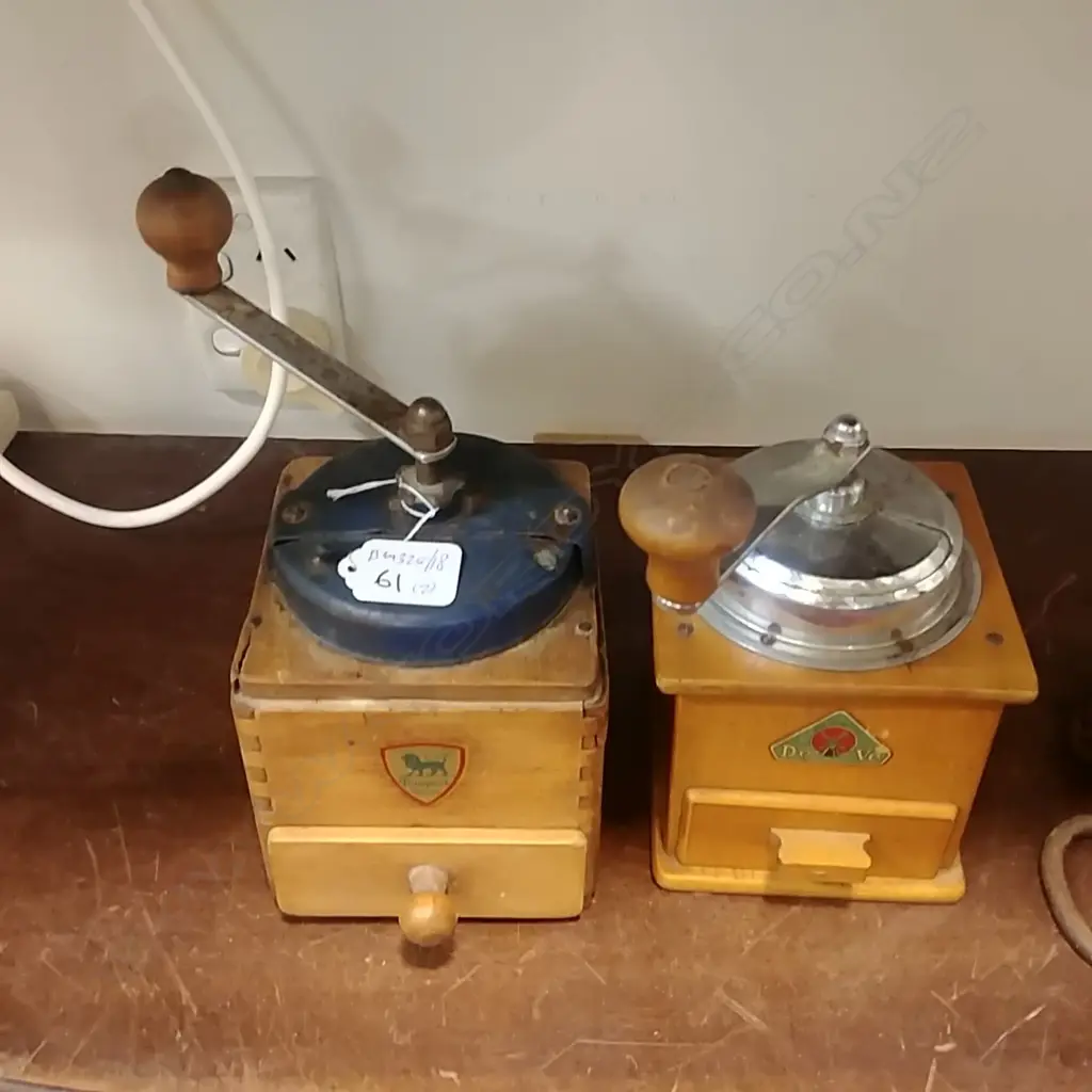 2 VINTAGE COFFEE MILLS Image 1++