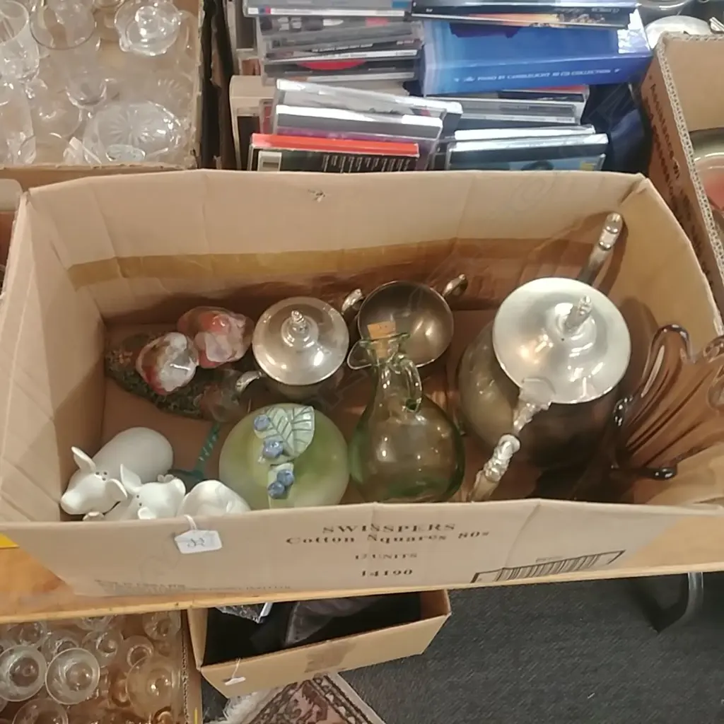 BOX OF EP, CHINA, PORCELAIN & GLASS Image 1++