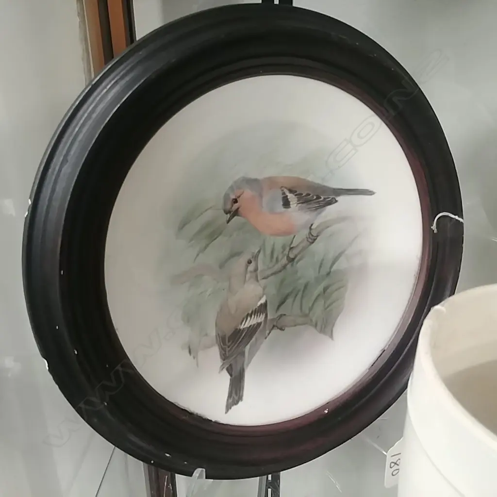 SIGNED PORCELAIN PLAQUE CHARFINCHES Image 1++