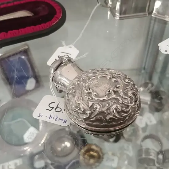 S/S CASED GREEN GLASS PERFUME BOTTLE 