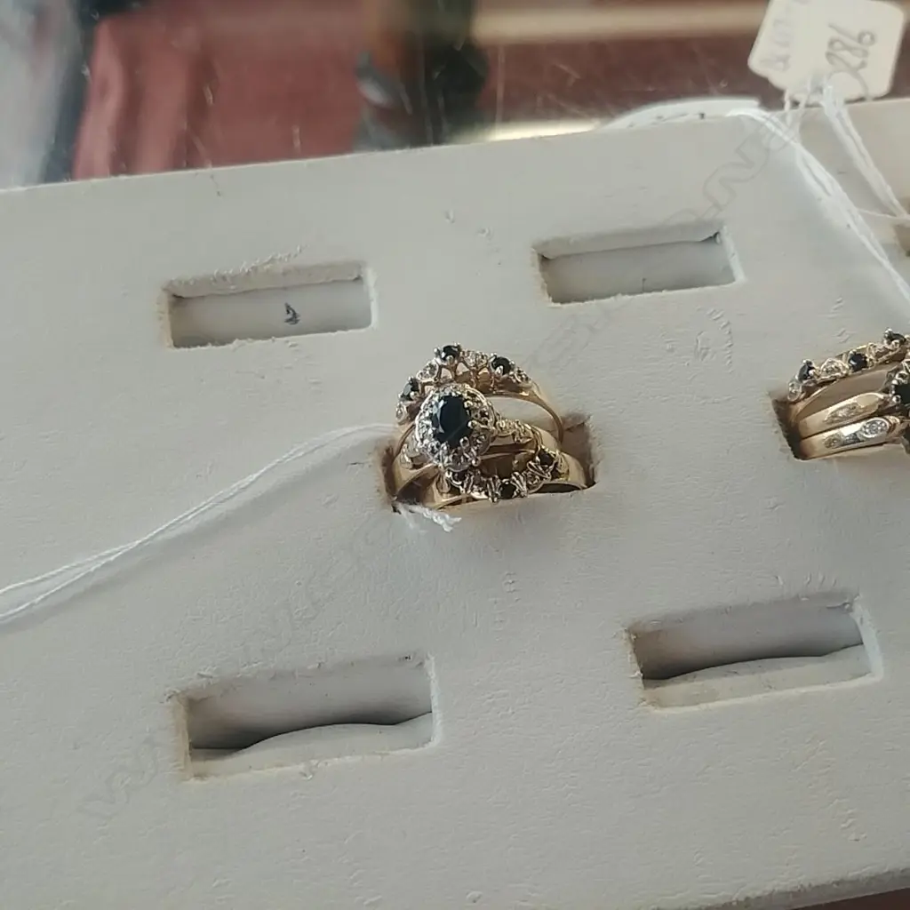 9CT SAPP/SIA SET OF THREE RINGS 6.7g total Image 1++