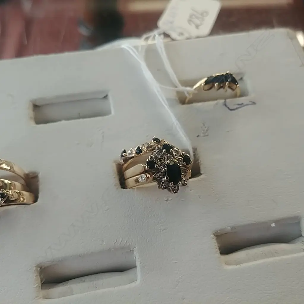 9CT SAPP/SIA SET OF THREE RINGS 6.5g total Image 1++