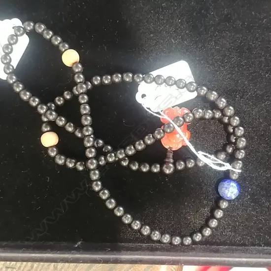 ZITAN MALA BEAD NECKLACE CARNELIAN PENDANT PI SIU