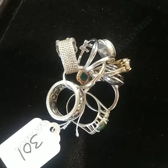 LOT STERLING RINGS ETC