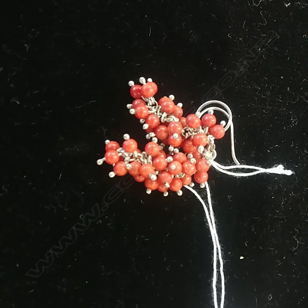 SILVER + CORAL HOOK EARRINGS  Image 1++