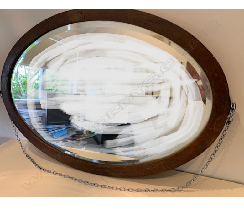 OAK FRAMED OVAL BEVELLED MIRROR Image 1++