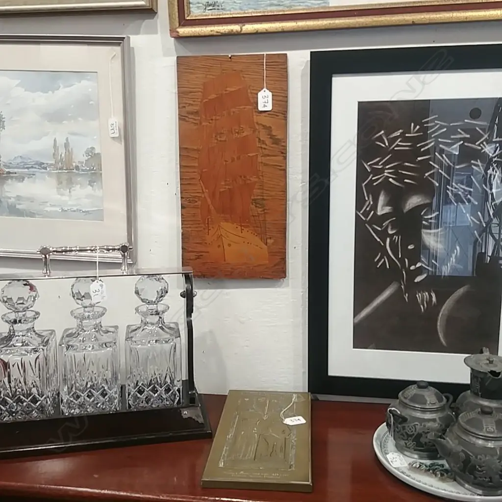 BRASS CHURCH PLAQUE + WOODEN INLAY PANEL Image 1++