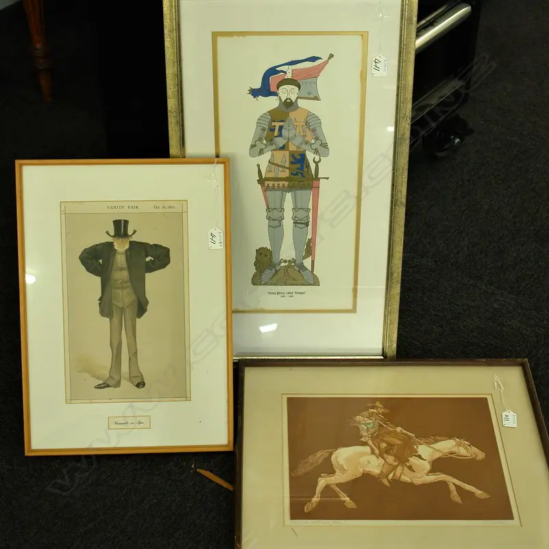 3 PRINTS - KNIGHT + HORSEMAN + VANITY FAIR CARICATURE Image 1++