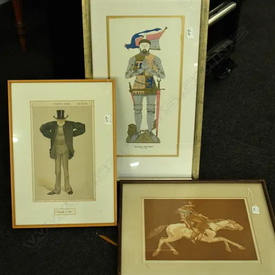 3 PRINTS - KNIGHT + HORSEMAN + VANITY FAIR CARICATURE