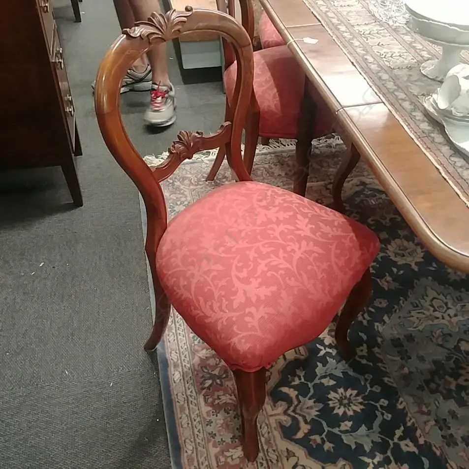 5 VICTORIAN WALNUT BALLOON BACK CHAIRS Image 1++