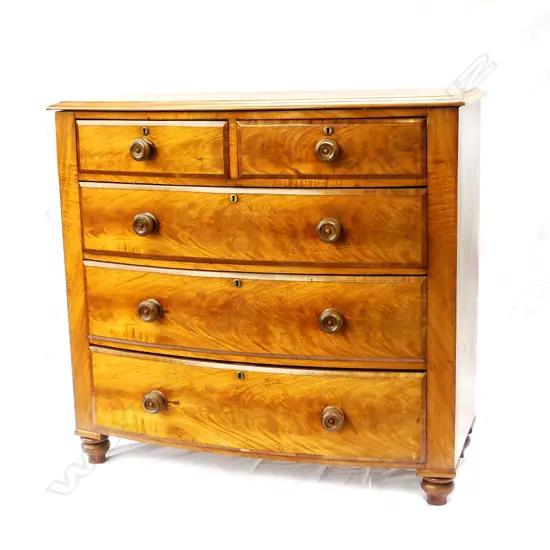 A Victorian mahogany bowfront five drawer chest