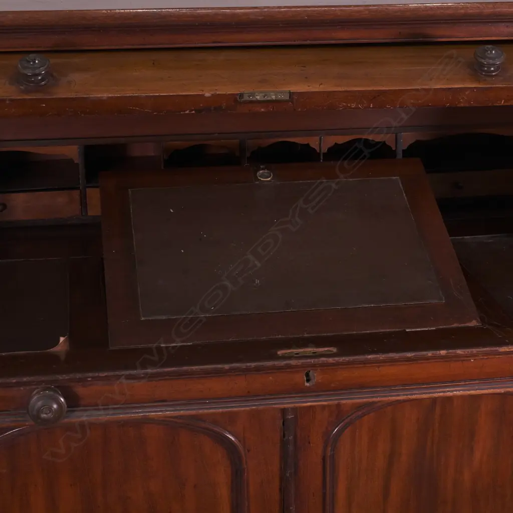 A Victorian mahogany roll-top drum cylinder desk Image 1++