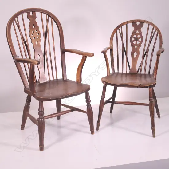 TWO 19TH CENTURY ELM WINDSOR CHAIRS