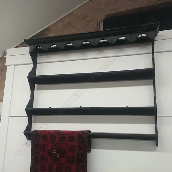 ANTIQUE OPEN-BACK OAK COUNTRY KITCHEN RACK / DRESSER BACK