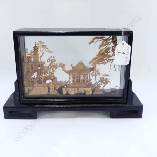 CHINESE CORK DIORAMA. W.23cm