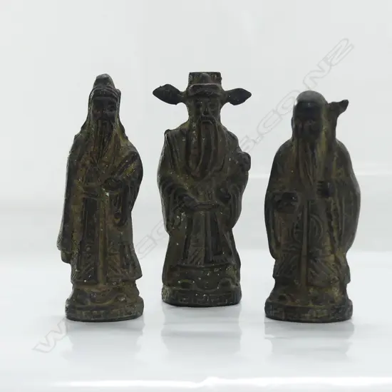 3 BRONZE OLD CHINESE DEITY'S  