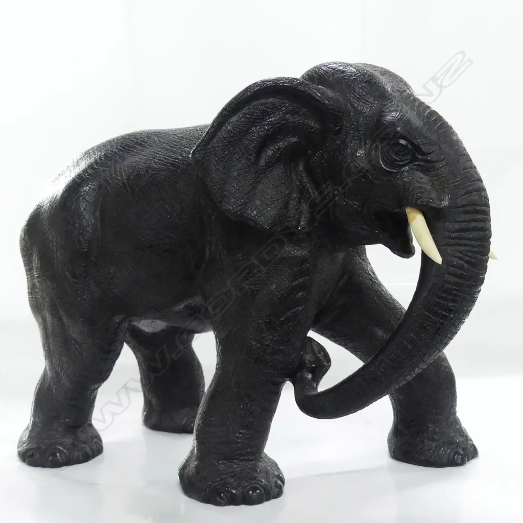 LGE BULL ELEPHANT SCULPTURE DARK GLAZED TERRACOTTA Image 1++