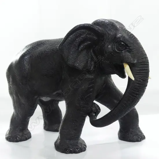 LGE BULL ELEPHANT SCULPTURE DARK GLAZED TERRACOTTA