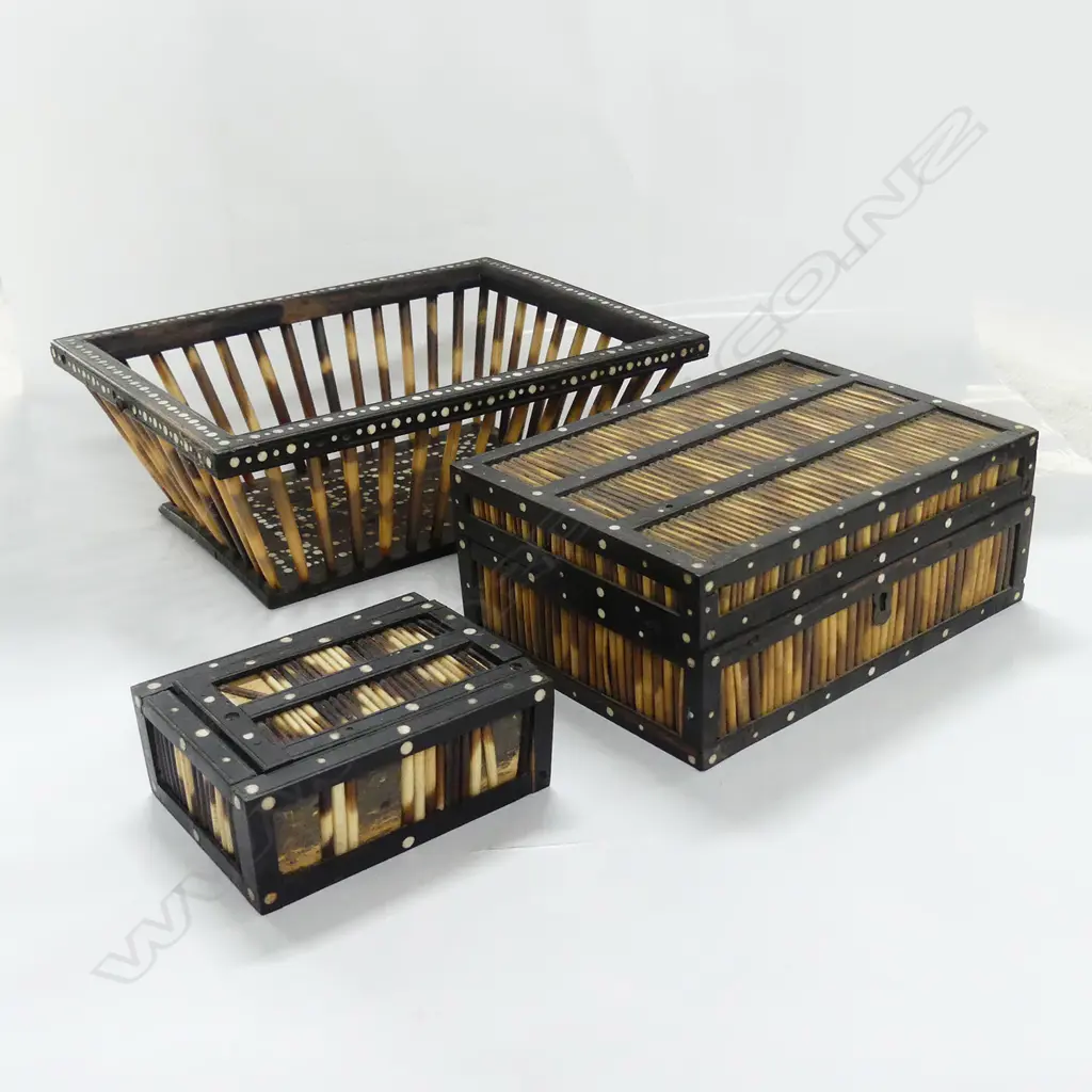 2 PORCUPINE QUILL BOXES+BASKET Image 1++