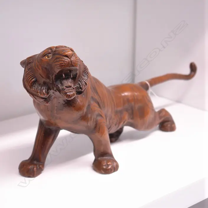 OLD JAPANESE BRONZED SNARLING TIGER Image 1++