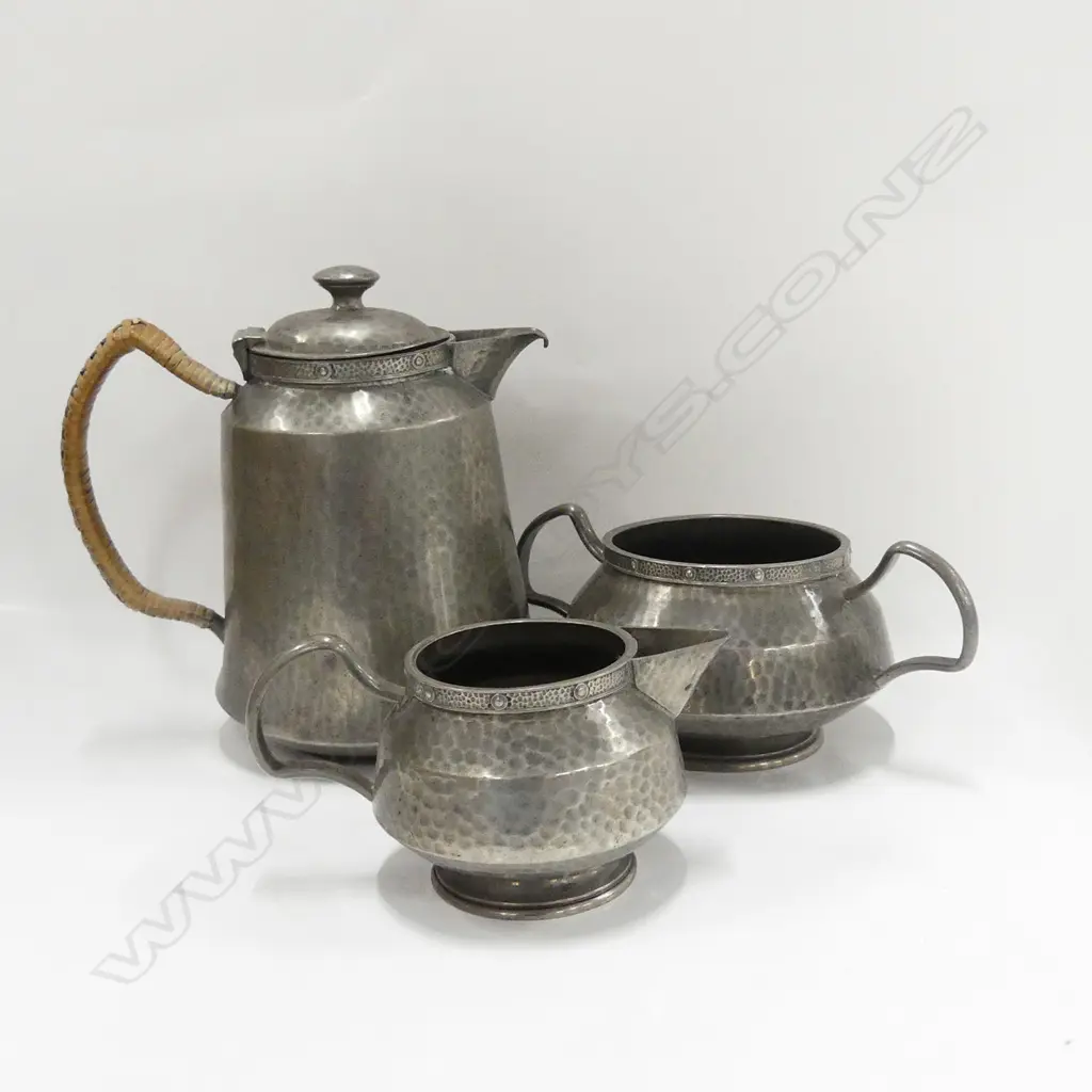 PEWTER 3 PCE ARTS & CRAFTS TEASET Image 1++