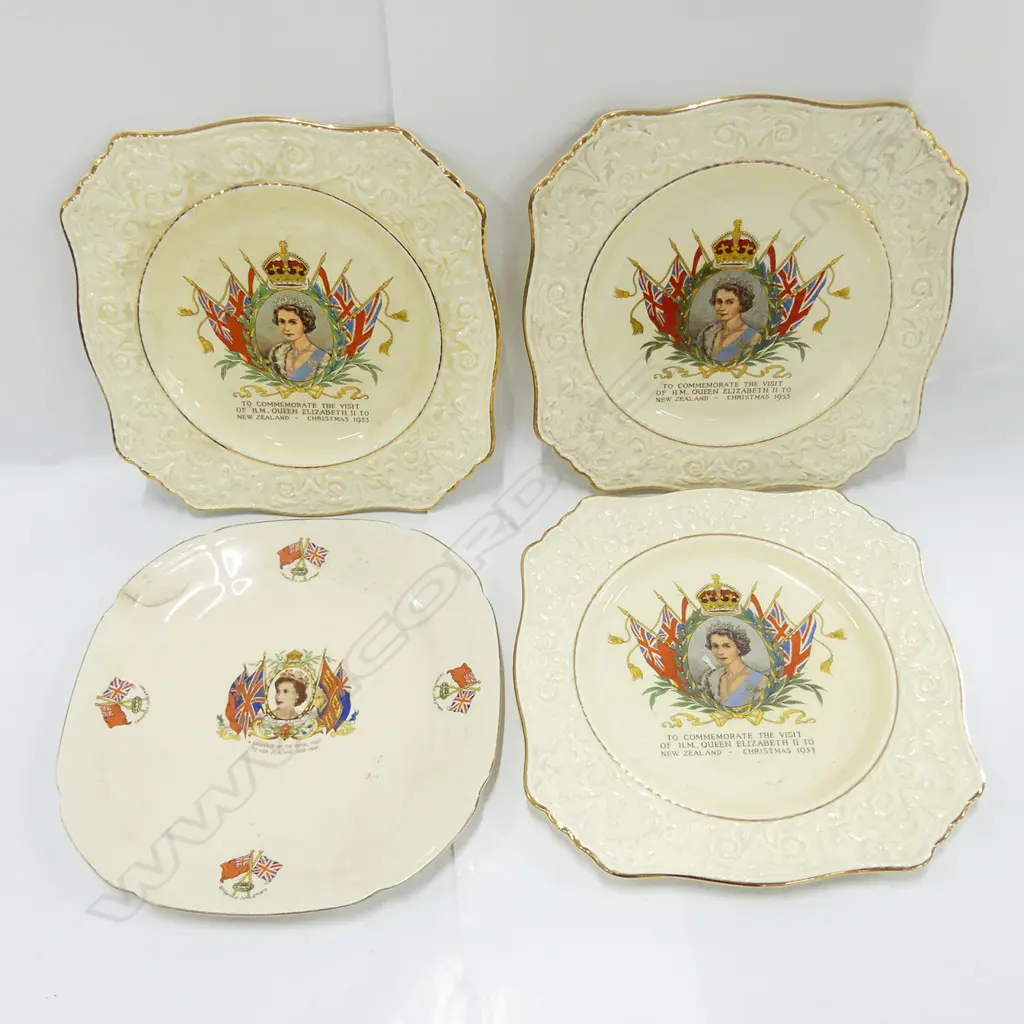 4 QEII 1953 VISIT NZ PLATES: R/WINTON & MEAKIN Image 1++