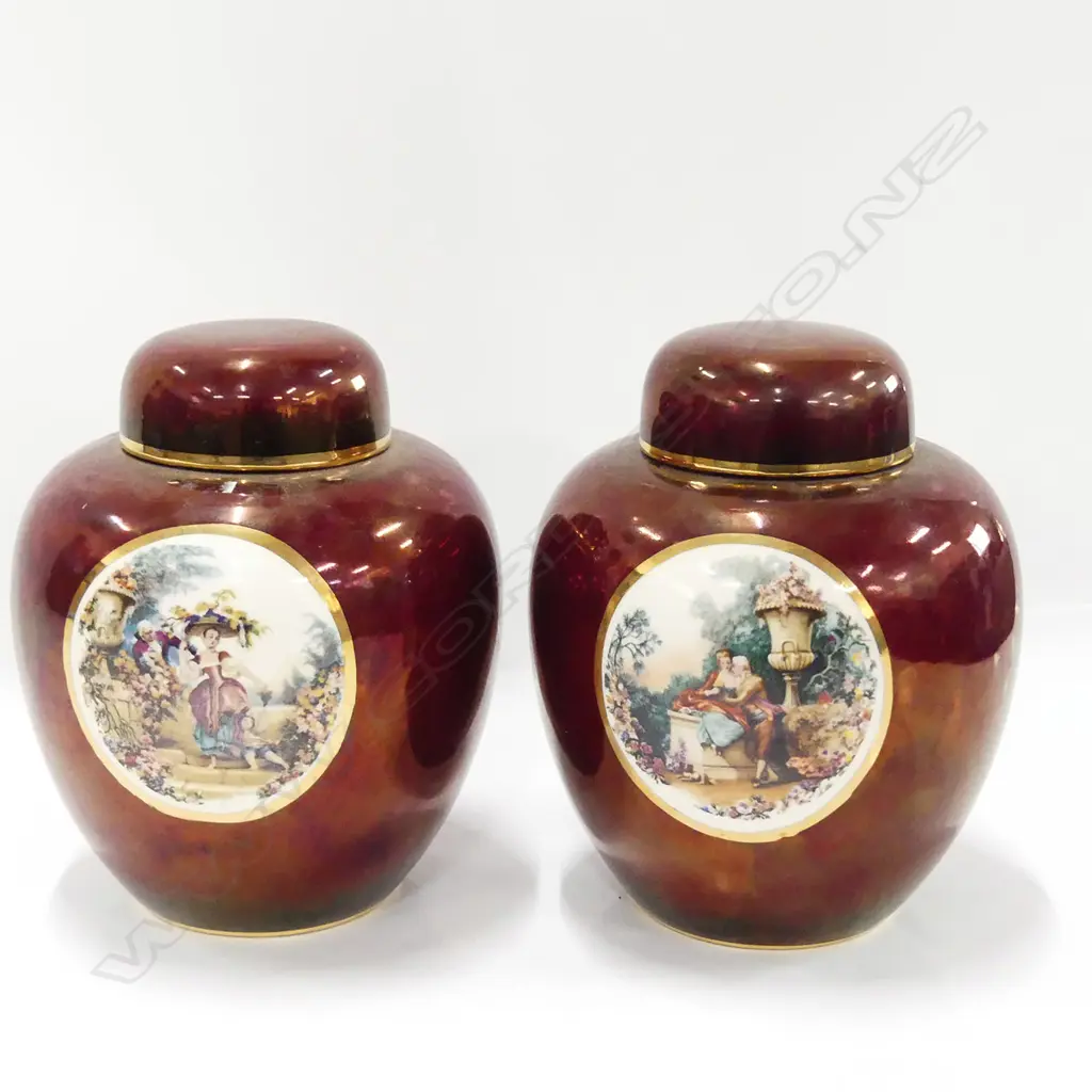 PR CARLTONWARE RED LUSTRE GINGER JARS Image 1++
