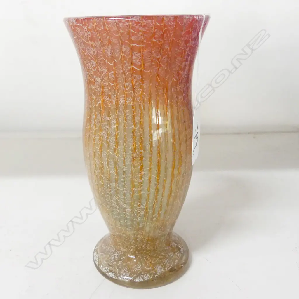 WMF IKORA ART GLASS VASE ORANGE GOLD.. Image 1++