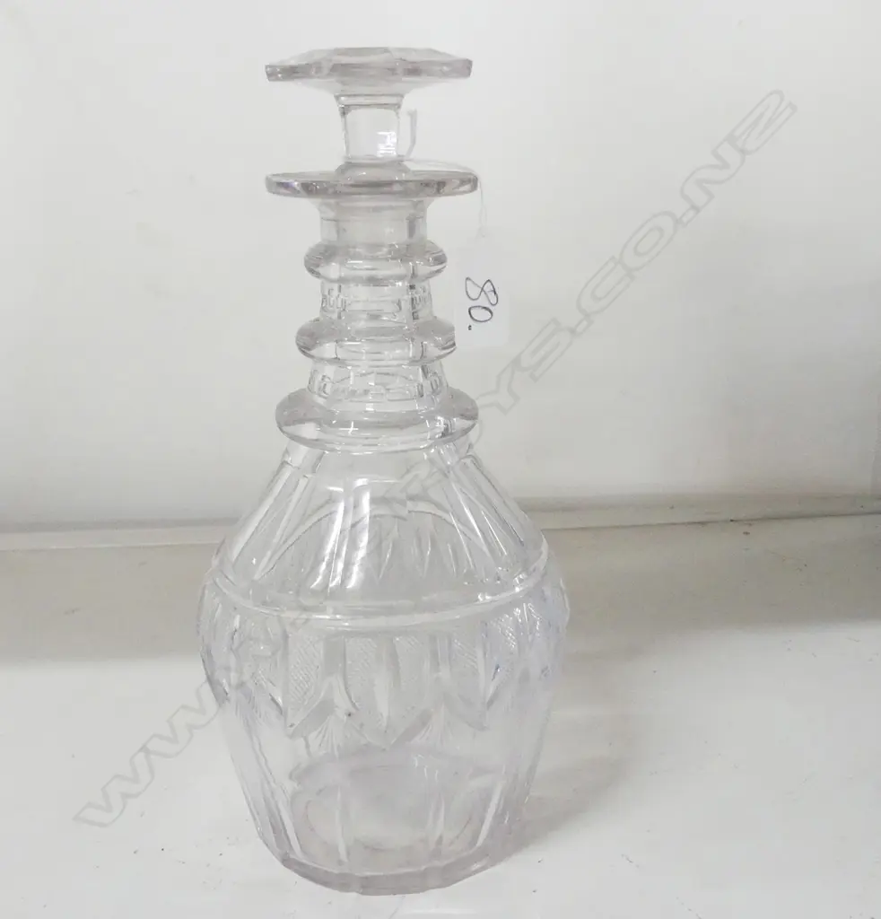 EARLY 19THC CUT CRYSTAL DECANTER TRIPLE NECK RINGS Image 1++