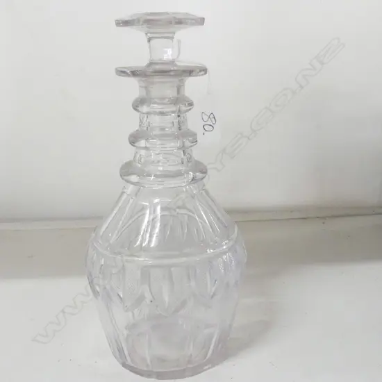 EARLY 19THC CUT CRYSTAL DECANTER TRIPLE NECK RINGS
