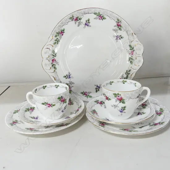 PR SHELLY TRIOS & CAKE PLATE