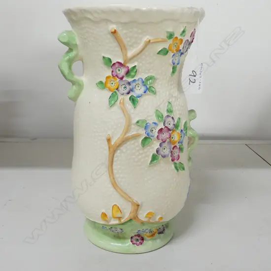 CROWN DEVON VASE BLOSSOMS IN RELIEF