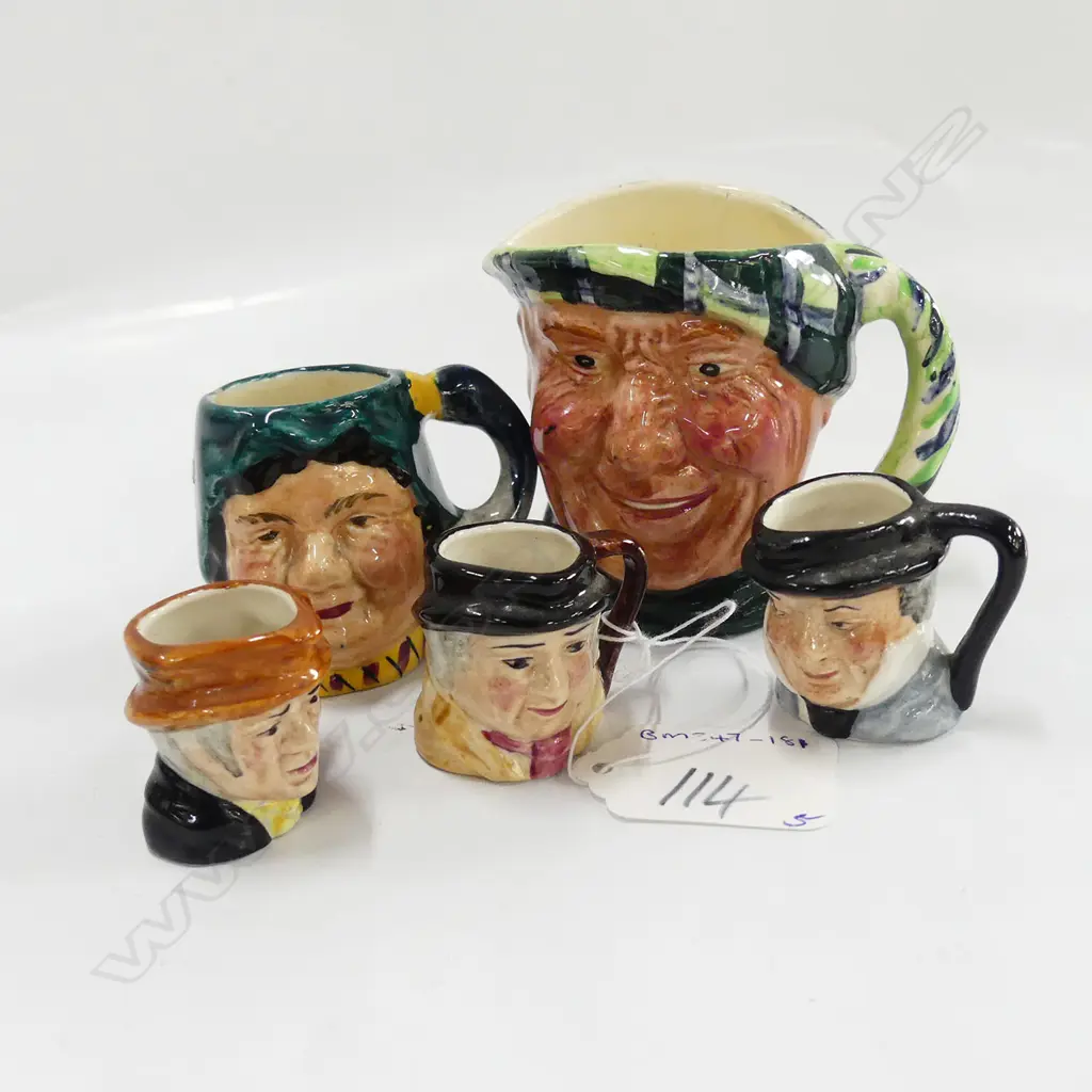 5 SML ENGLISH CHARACTER JUGS, LANCASTER ETC Image 1++