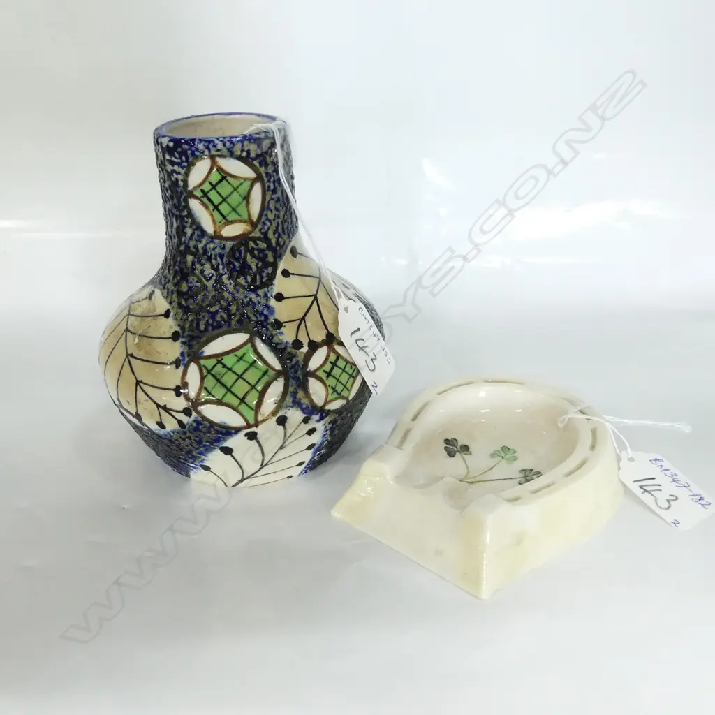 BELLEEK DISH + AMPHORA ? VASE Image 1++