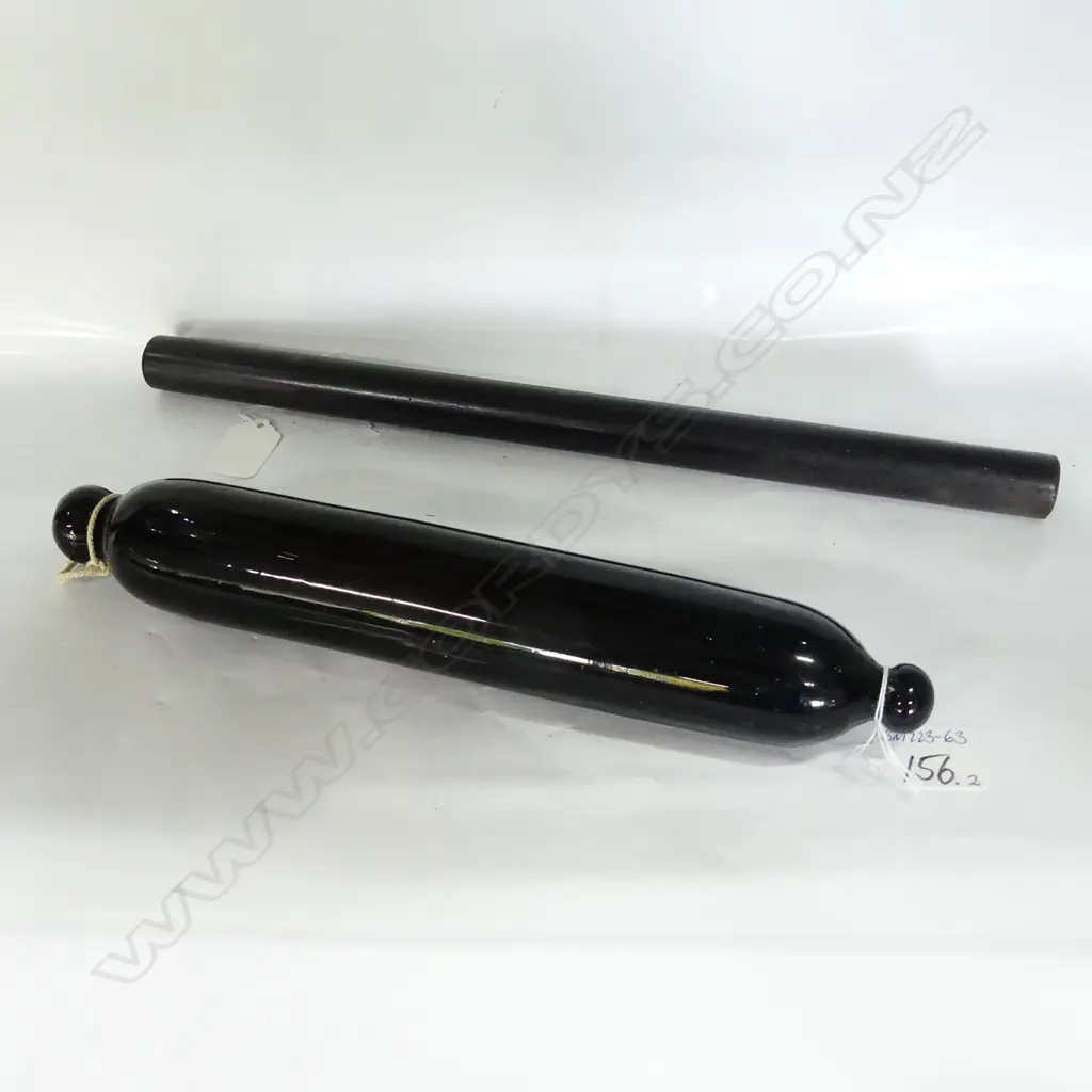 VICTORIAN DARK PURPLE GLASS ROLLING PIN & RULER Image 1++