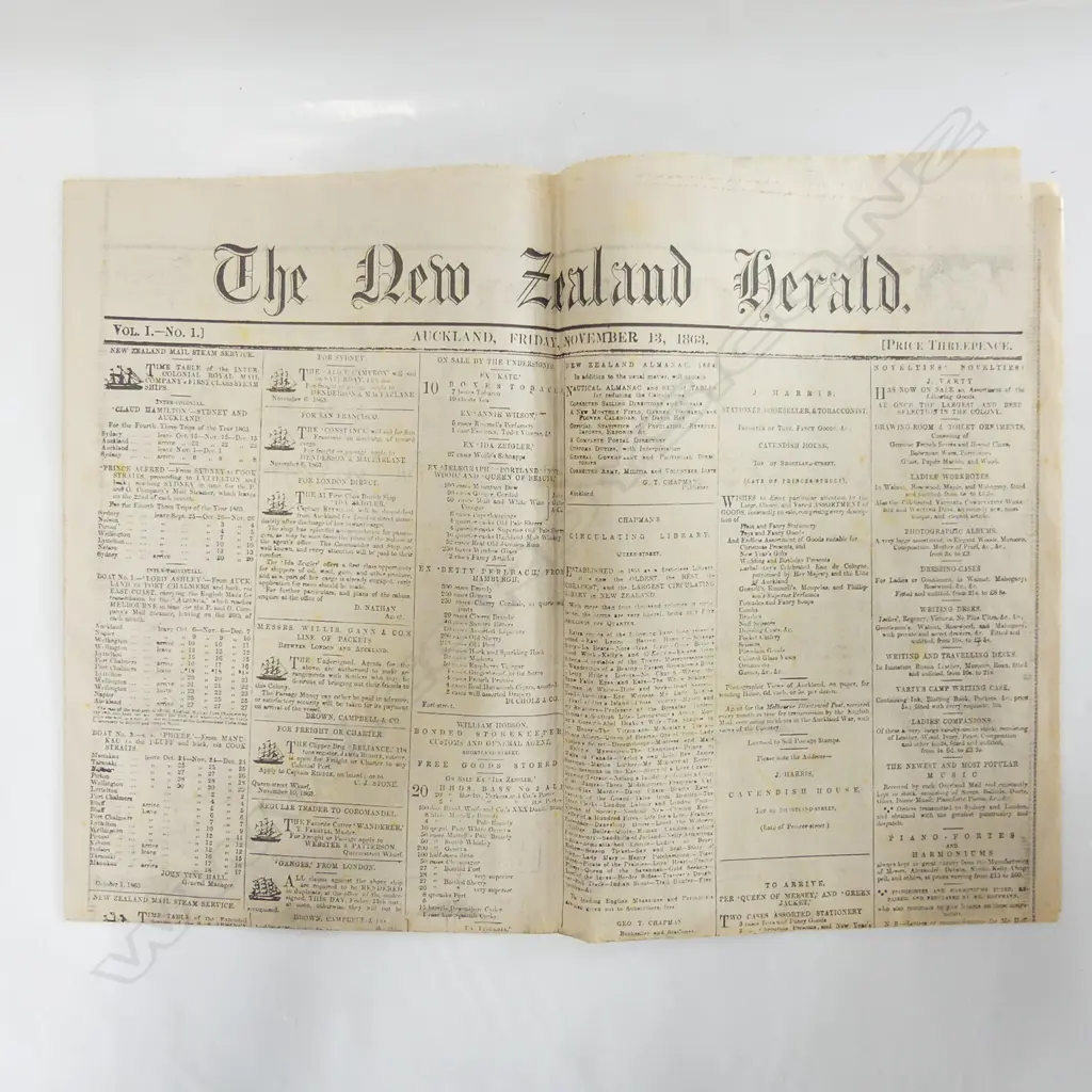 REPRODUCTION OF FIRST ISSUE OF THE NZ HERALD Image 1++