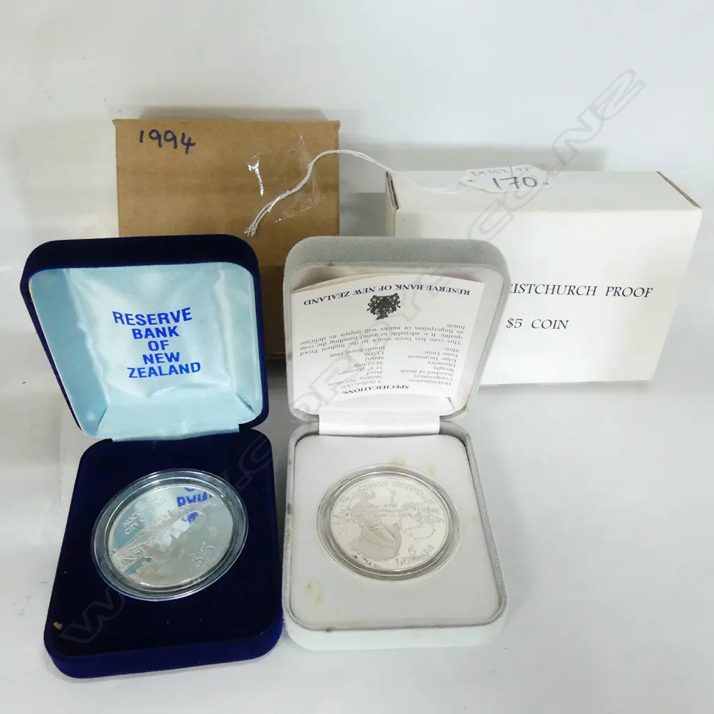FOUR BOXED 5$ SILVER COINS Image 1++