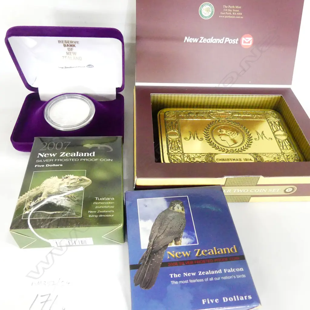 FOUR BOXED 5$ SILVER COINS Image 1++