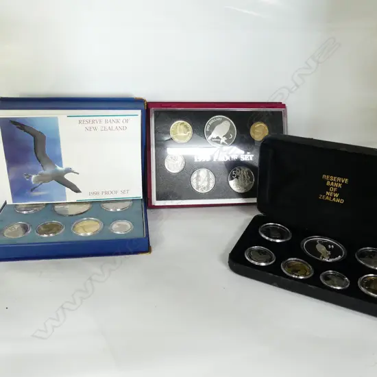 3 NZ COIN PROOF SETS '98-'00