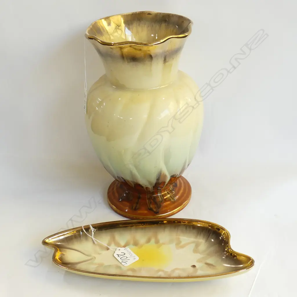 GERMAN CERAMIC VASE + DISH Image 1++